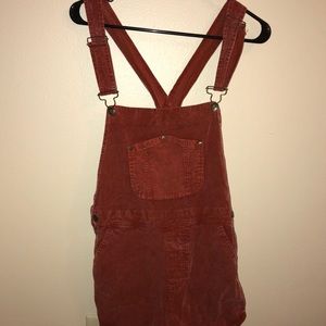 Forever 21 orange corduroy overall shorts.